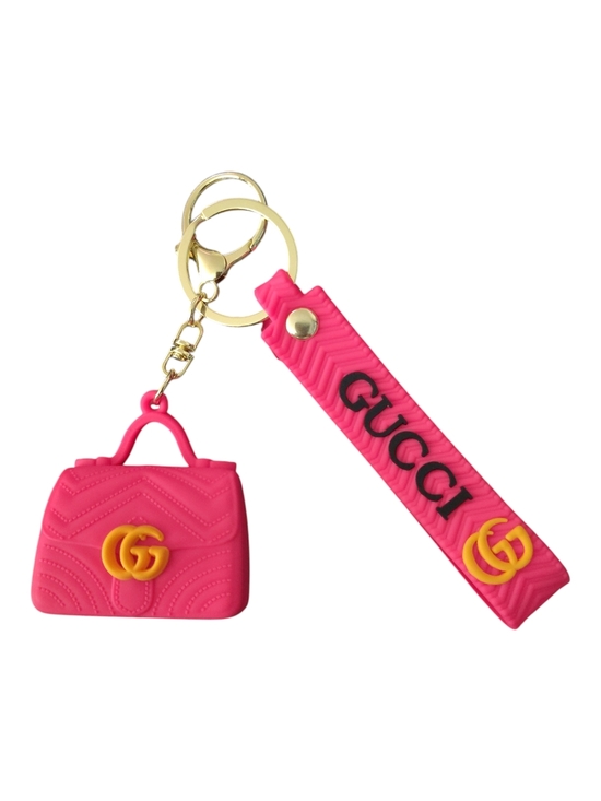 Gucci Accessories - GG Fashion Hot Pink Silicone Bag Keyring with Logo Strap